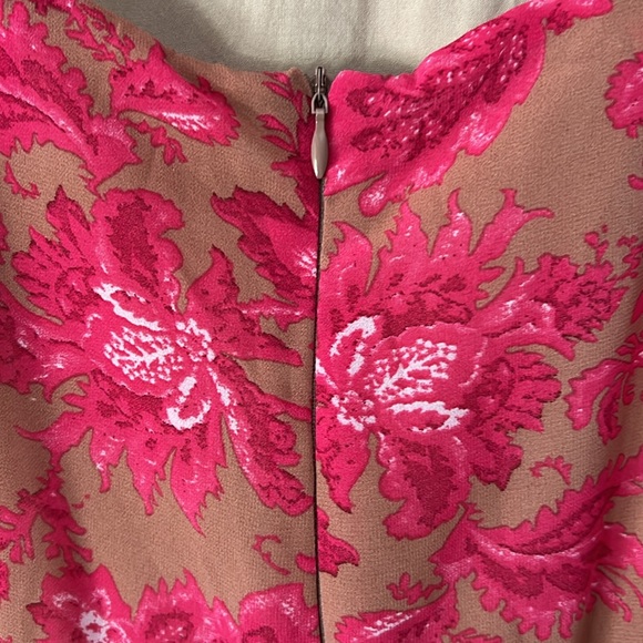 Flirty Floral Ruffle Dress in Pink and Tan - Picture 5 of 9